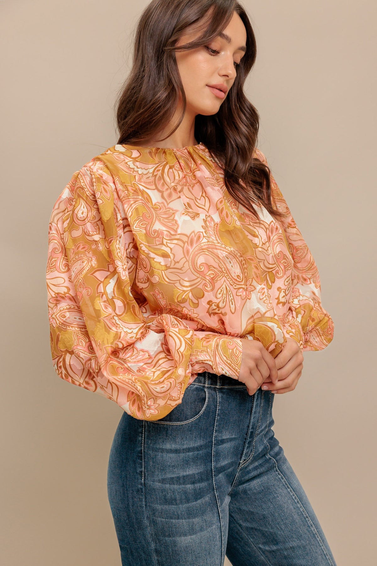 PAISLEY BREEZEWOVEN JACQUARD TOP