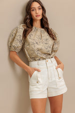 BOTANICAL LUXE WOVEN TOP