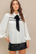 ROMANCE STITCH IVORY WOVEN TOP