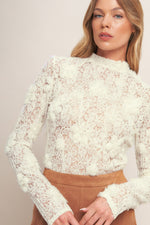 ROMANTIC SHEER FLORAL SWEATER TOP