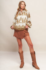 MOROCCAN SPICE IVORY WOVEN TOP