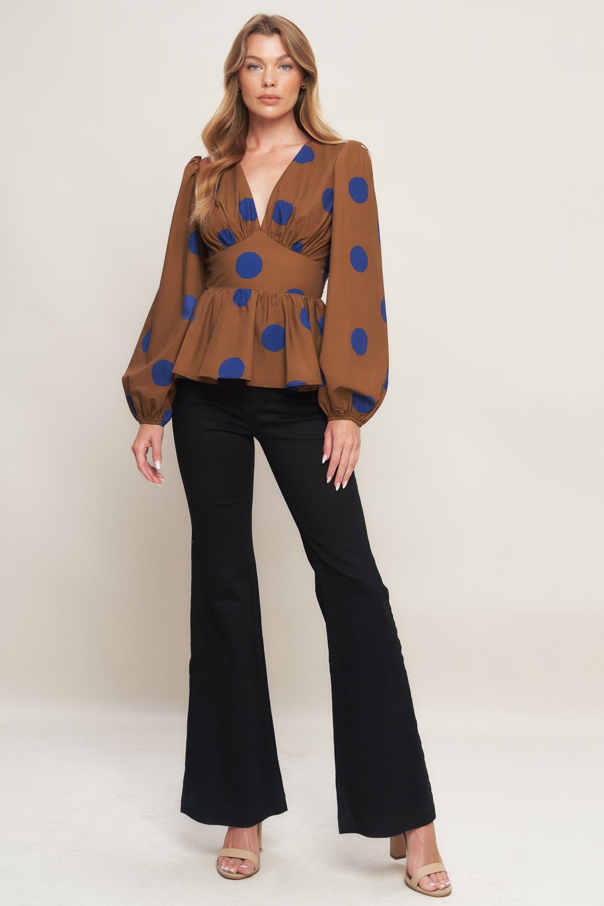 BLUE MOON DOTS WOVEN TOP