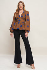 BLUE MOON DOTS WOVEN TOP