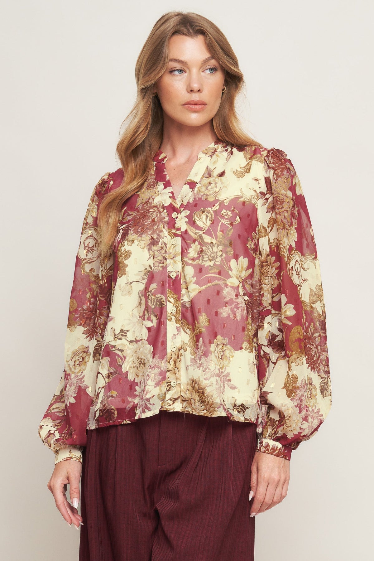 CHATEAU FLORAL WOVEN TOP