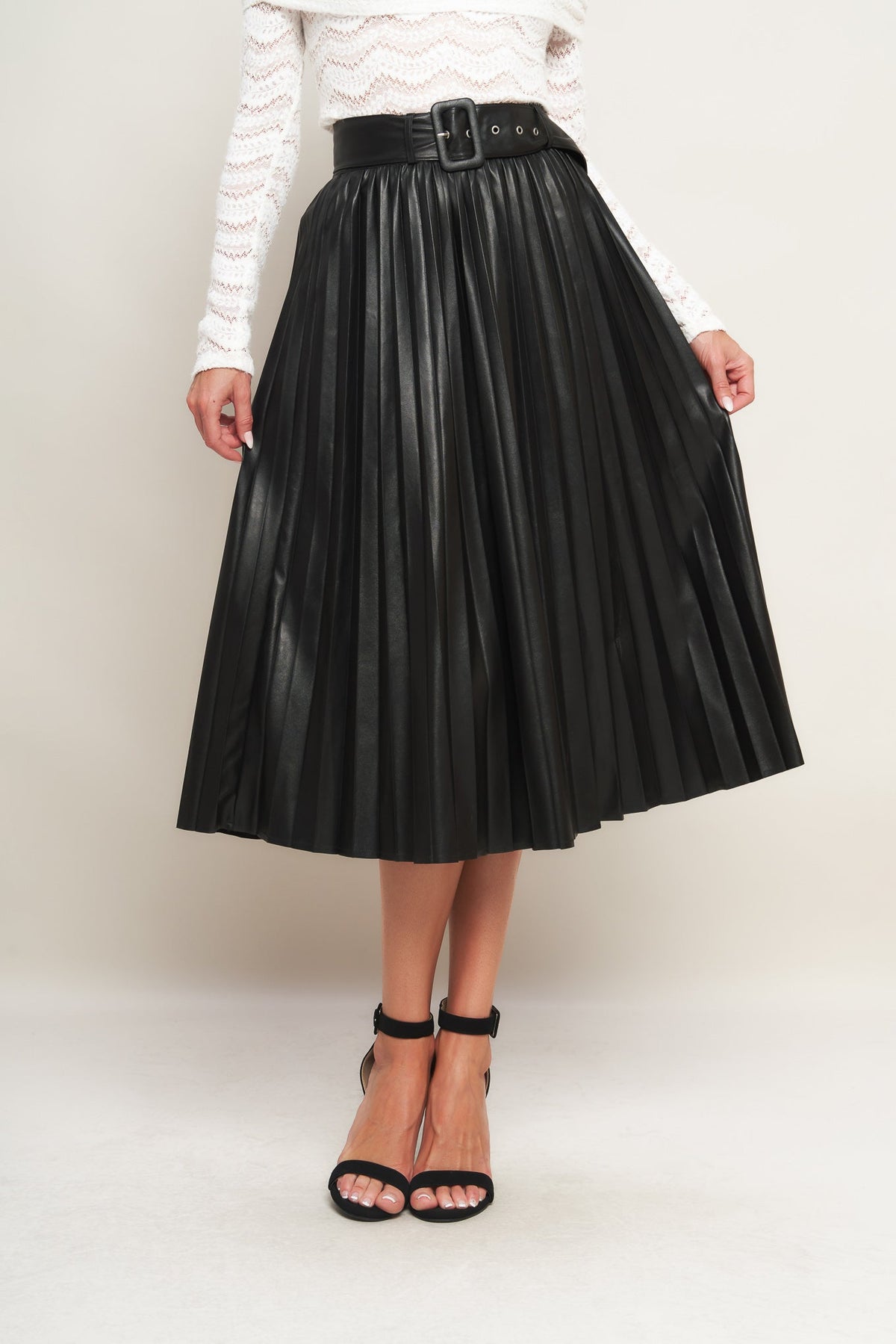 YOU FILL MY LIFE WITH LEATHER MIDI SKIRT