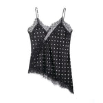 HH Sexy Women Asymmetrical Lace Slip Tops Summer Female Backless Sleeveless Off Shoulder Underwear Tanks Elegant Beach Camisole