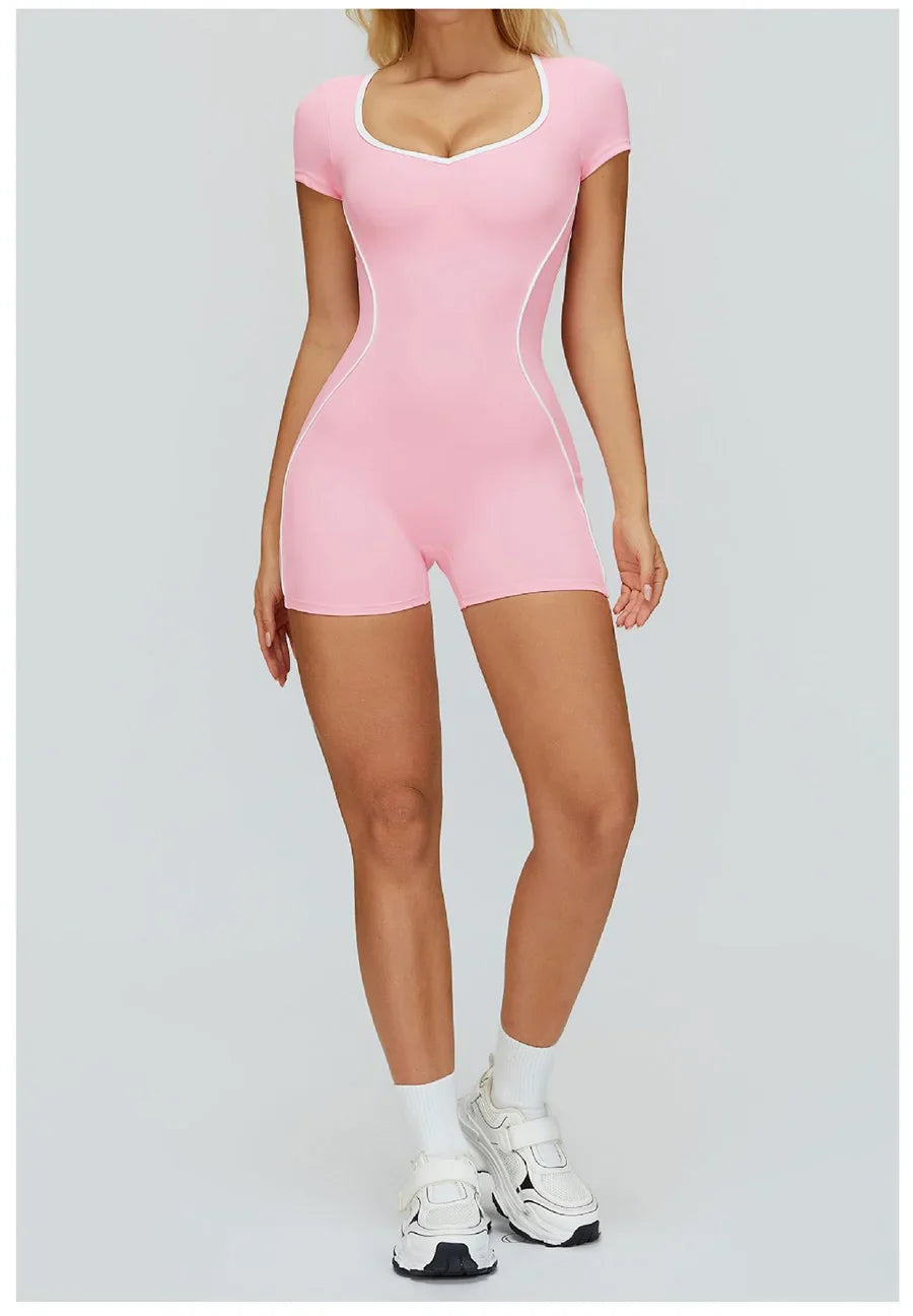 New Jumpsuit Yoga Shorts Backless Hollow Fitness Sportswear Workout Leggings One Piece Suits Sports Bodysuit Gym Women Clothes
