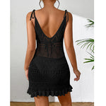 Halter Dress Clothes Women Summer Solid Color Sleeveless Knitted Cover Up BacklessStylish Beach Dresses