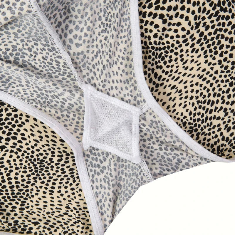 1pcs Mid Rise Leopard Print Women Boyshort Breathable Comfortable Female Underpants Lingerie Women 's Panties Underwear