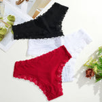 3Pcs Women Cotton Lingerie Sexy Thong Soft Fashion Panties Femme Design Underwear Pantys Underpant Lingerie Lace Intimates S-XL