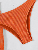 Sexy Bandeau Bikini Women Coffee Metal Water Droplet Ornament Push Up Mesh Skirt 3 Piece Swimsuit Beach Bathing Suit Swimwear