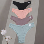 4Pcs/Set Women Cotton Brazilian Panties M-XL Low-Rise Solid Color Underwear Ladies Comfortable Underpants Girls Panty Intimates