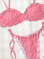 Bandeau Sexy Bikini Pink Striped Women Swimsuits Female Swimwear Bathing Suit Summer Brazilian Swimming Suits Beachwear Biquini