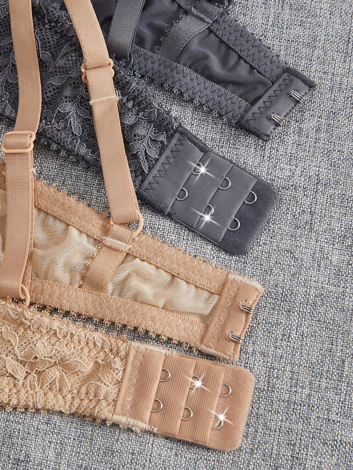 2PCS Floral Lace Push Up Bras for Women Underwire Support Lingerie Underwear Comfort Thin Adjustable Strap Daily Lace Bra Set