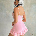 Summer Women's Nightgown Sexy Lace Thin Homewear Halter Exquisite Sleepwear Erotic V-Neck Bra Panty Set Hot New Pajamas Sets