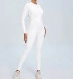 Hearuisavy Summer V Back Sports Jumpsuit Yoga Clothes Rompers Women Long Sleeveles Workout Bodysuits Backless One-piece Suit