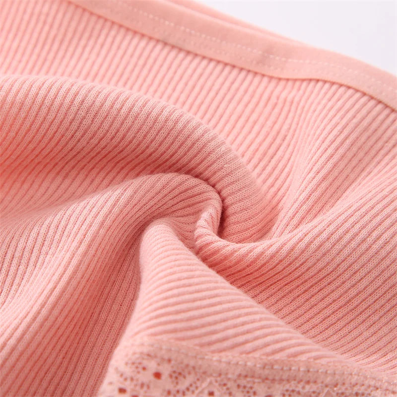 3PCS Women‘s Cotton Lace Panties Low Waist Briefs Comfortable Underwear Ladies Solid Color Underpants Girls Breathable Panty New