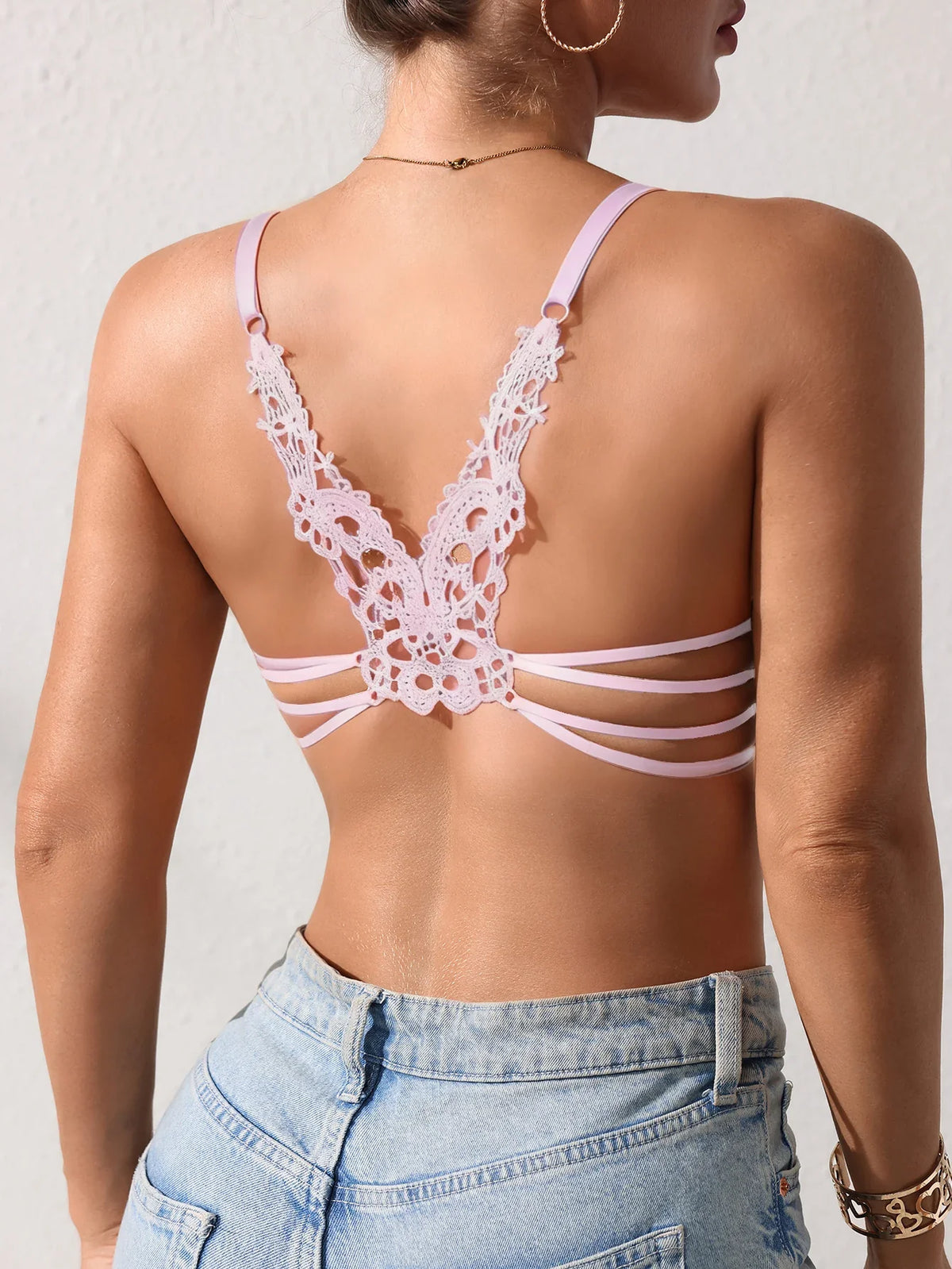 Butterfly lace Backless Style sexy bras Fashion Comfortable women's bra Front closure push-up bra