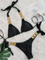Sexy Rhinestone Bikini Set Women 2026 Luxury Pink Crystal Diamond Push Up Bandage Thong Swimsuit Beach Bathing Suit Swimwear