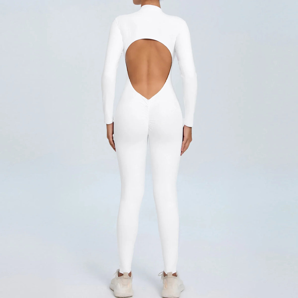 Hearuisavy Summer V Back Sports Jumpsuit Yoga Clothes Rompers Women Long Sleeveles Workout Bodysuits Backless One-piece Suit