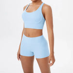 2PCS Yoga Set Women Gym Sports Suits Fitness Bra Crop Top Workout Clothes Female Athletic Wear Push Up Shorts Sportswear