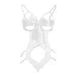 Nighttime Transparent Open Bra Porn Lingerie Corset Deep V Sexy Crotchless Underwear Women Lace Hollow Bras Hot Teddy Bodysuit