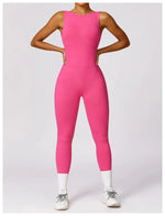Seamless One-piece Suit Women Sports Jumpsuit Push up Yoga Suit Backless Sportswear Set Women Sleeveles Workout Bodysuits Female