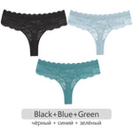 Full Lace Thongs Women 3Pcs/set Sexy G-string Underpants S-XL Ladies Floral T-Back Underwear Female Bikini Panties Girl Lingerie