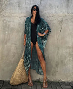 Beach Cover Ups for Swimwear Women Black Tie Dye Kimono Swimsuit Cape Summer Dress 2022 Beachwear Outfits Sales