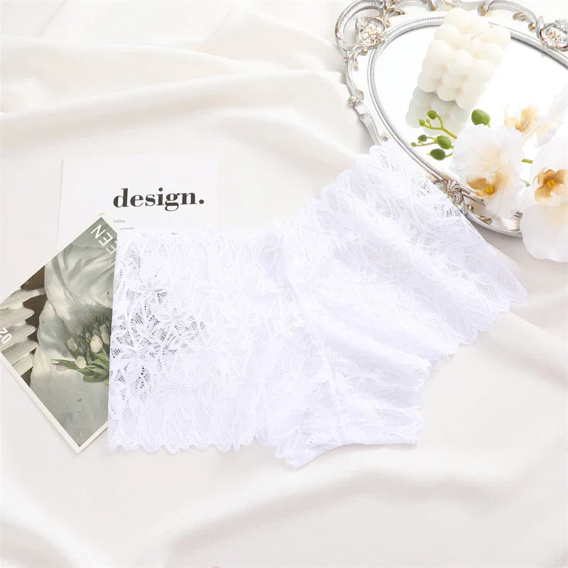 3Pcs Women Lace Boyshort Panties Low-Rise Sexy Underwear Trendy Floral Underpants Female Sexy Boyshort Panties Ladies Lingerie