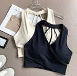 Women's Cross Back Sports Bra Shock Resistant Gathered Sexy Gym Running Bra Summer Yoga Vest Outdoor Comfortable Fitness Wear