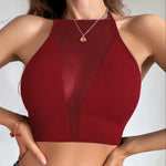 1pcs Sexy Mesh Camisole Crop Top Corset Ribbed Backless Underwear Hot Fashion Women Casual BrassiereTank Top Bralette Lingerie