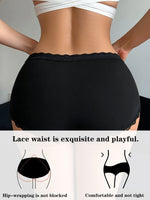 7Pcs/Set Women Lace Trim Seamless Panties Plain Sexy Lace Briefs Daily Breathable Girls Underwear Soft Plus Size Lingerie S-XXL