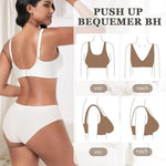 Women's Deep V Seamless Wire-Free Bra Plus Size Solid Color 3/4 Cup Thin Bra Comfortable Push-up Bra Underwear