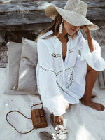New Cover-ups 2023 Sexy V-neck Summer Beach Dress Tunic Women Casual Beachwear Swimsuit Cover Up Sarong Plage N771