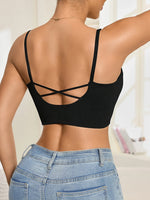 Women's Cropped Tank Top Sleeveless Padded Camisole with Crisscross Adjustable Straps Fashion Korean Style Women's Top