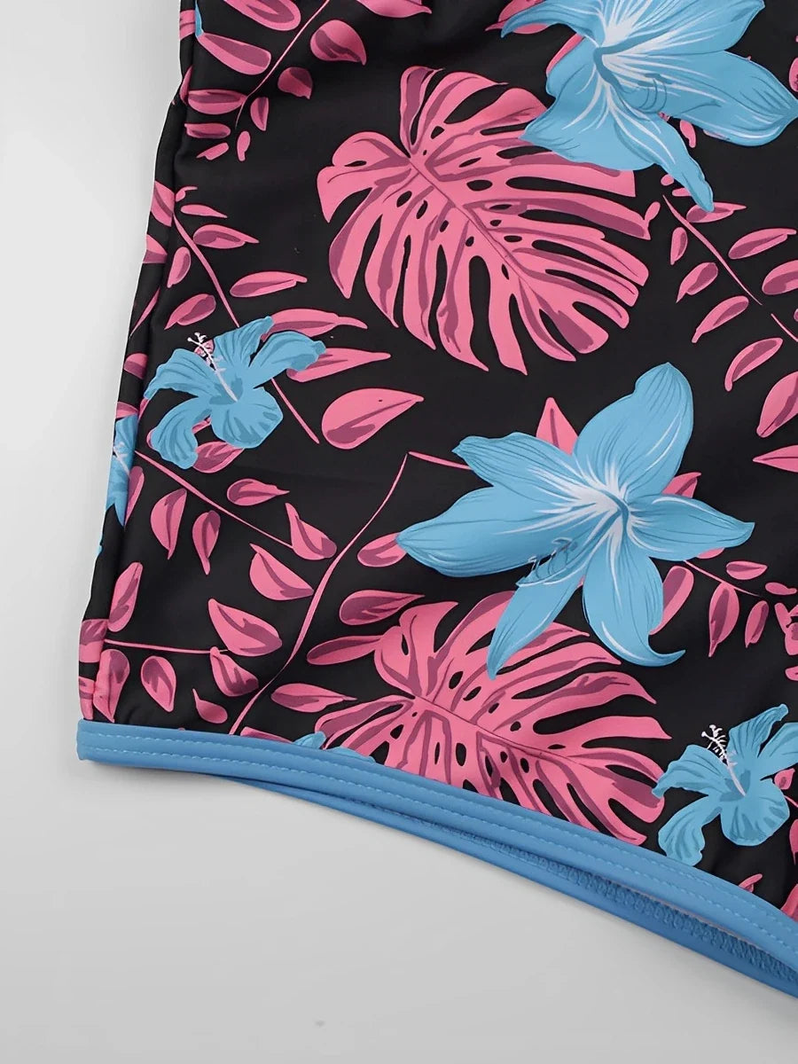 2026 Sporty High Waist Swimsuit Women Floral Printed Swimwear Female Bathers Bathing Swimming Swim Suit Beachwear