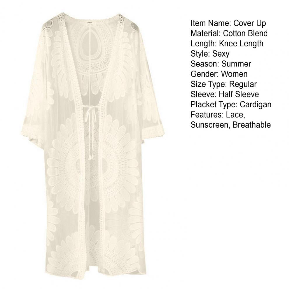 One SizeSexy Lace Up Summer Beach Cover Up Solid Color Women Beach Dress Flower Embroidery Women Clothes