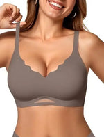 Women’s Wireless Bras Scalloped Push Up Bralettes No Und Full Cup Thin Mold Comfortable and Breathable Seamless Bra Sostén