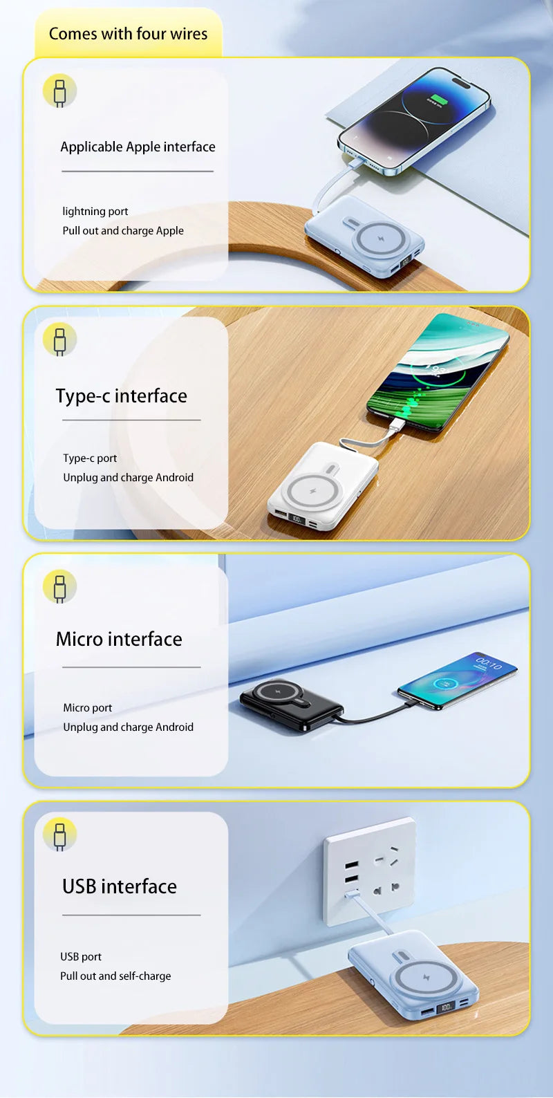 OnePlus Power Bank 200000mAh Portable Auxiliary Spare External Magnetic Battery Pack Wireless Charger For iPhone Xiaomi