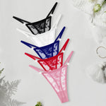 5pcs/pack Low Waist Sexy Women's G-String Underwear Floral Elegant Thongs Breathable Lingerie with Rhinestones Female Panties
