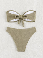Sexy Bandeau Bikinis Sets Women Metal Ring Linked Push Up Micro Swimsuit 2025 Solid Bathing Suit Thong Swimwear Trajes De Baño