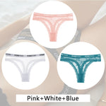 3Pcs/set Lace Thongs Women Floral G-string Underwear Trendy Letter T-Back Underpants Sexy Low Waist Bikini Panties Ladies Panty