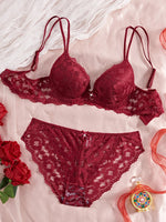 Single of Women's Underwear Set Sexy Lace Patchwork with Push Up Bra Romantic Sheer Women's Panties