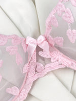 French Lace Heart Bra Set Girls Sexy Women Bralette Adjustable Transparent Embroidery Underwear Thong Bras Lingerie Panties Sets