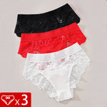 3pcs/pack Low Waist Floral Women's Panties Sexy Elegant Lady Briefs Underwear Fashion Style Breathable Comfort Female Underpants