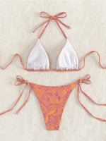 Sexy String Bikini 2024 Two Pieces Print Swimsuit Female Swimwear Women Thong Bikinis Set Bather Beachwear Bathing Suit Pool
