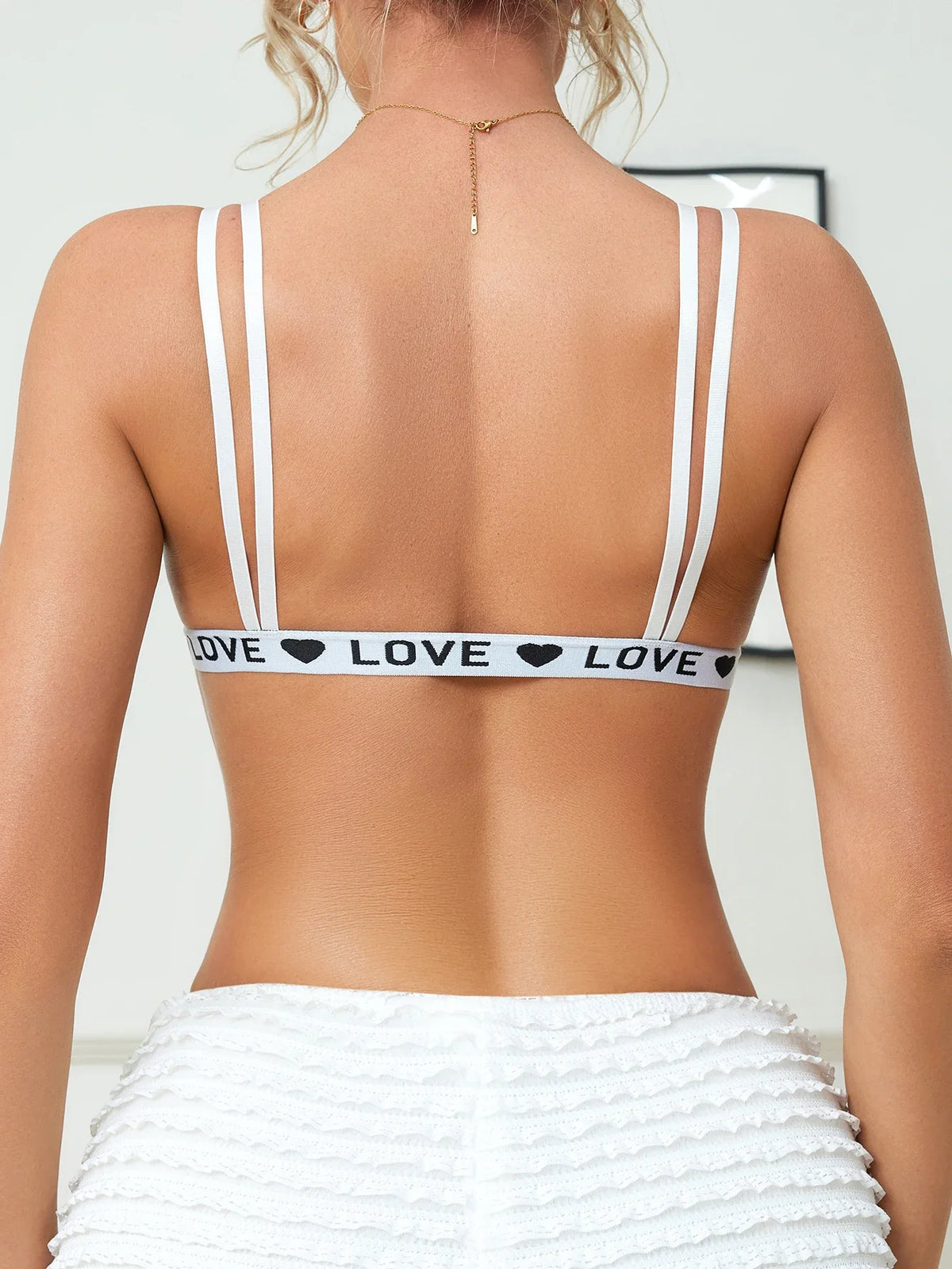 Everyday LOVE alphabet print Wireless Women's bra Fashionable Double shoulder straps Comfortable & unlined push up bra