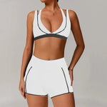 Pad 2PCS Yoga Set Sports Bras V-Neck Halter Pocket Fitness Workout Running Leggings Gym Woman Active Wear Clothing XP26