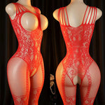 Transparent Fishnet Lingerie Women Crotchless Bodysuits Sexy Open Crotch Pantyhose Teddy Jumpsuits Erotic Full Body Stockings